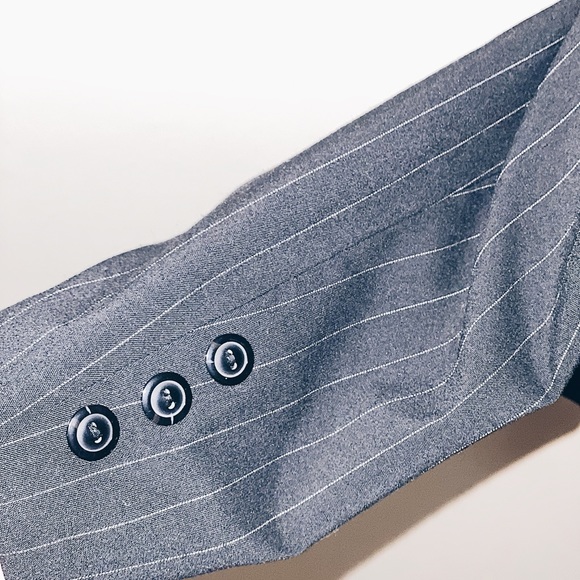 Black with White Stripes Padded Shoulder Blazer - Picture 3 of 5